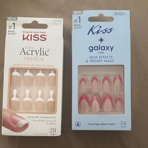 Kiss Acrylic French and Galaxy Nails - Nude and Red